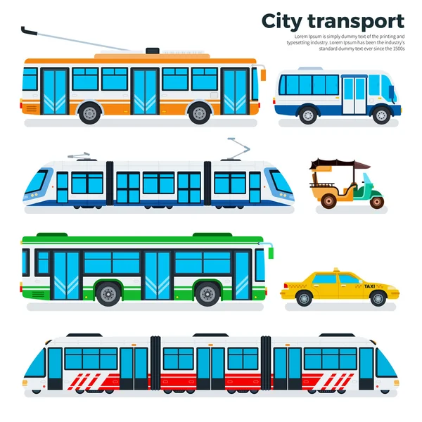 Typer av stadstransport isolerad på vit — Stock vektor