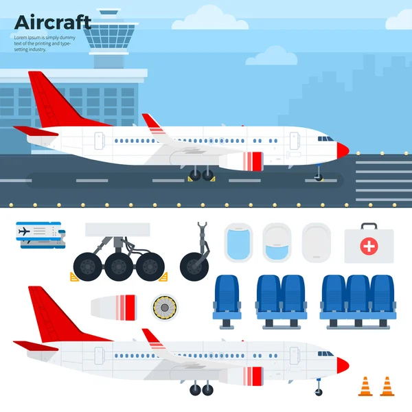 Aéronefs modernes debout dans l'aéroport — Image vectorielle