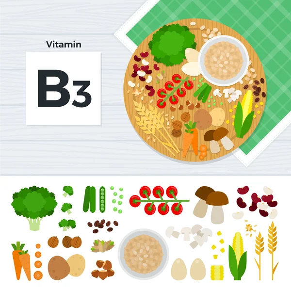 ビタミン B3 と製品 — ストックベクタ