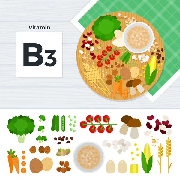 产品具有维生素 B3 — 图库矢量图片