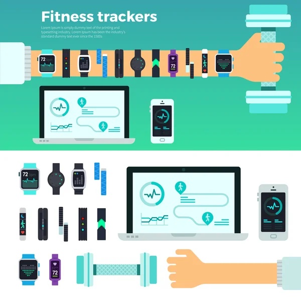 Fitness Trackers virtuele Coach Gadgets — Stockvector