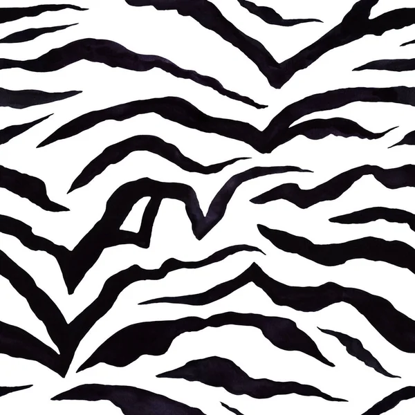Padrão Sem Costura Zebra Aquarela Desenhada — Fotografia de Stock