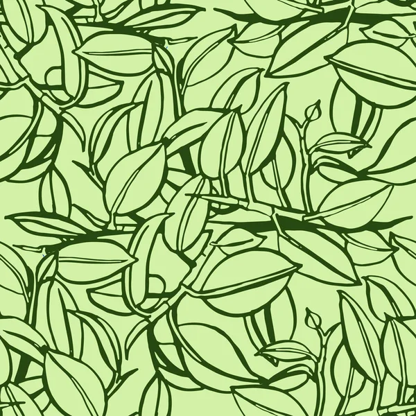 Nahtlose Muster lineare Zeichnung Ficus-Vektor — Stockvektor