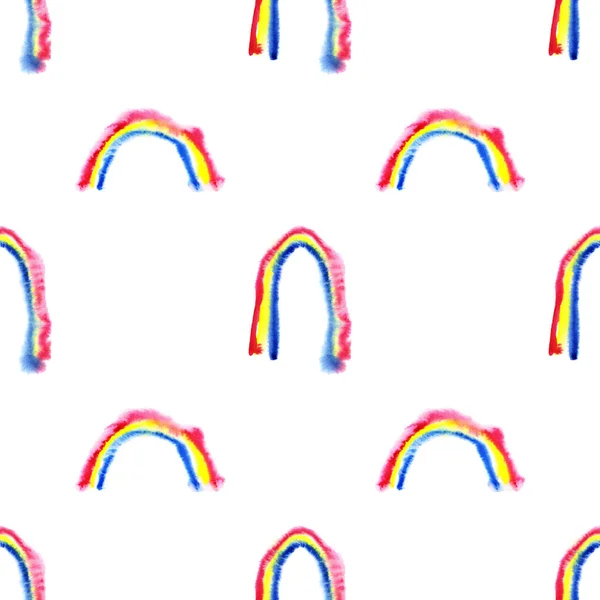 Kusursuz desenli üç renkli gökkuşağı suluboya — Stok fotoğraf
