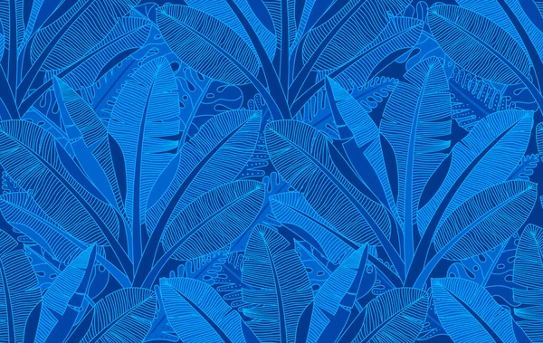 Selva Meia Noite Padrão Árvore Folha Palma Selvas Exóticas Plantas Ilustrações De Stock Royalty-Free