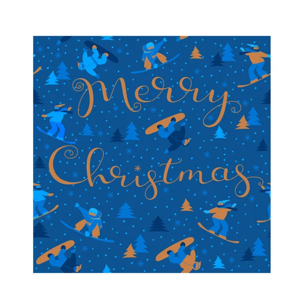 Feliz Natal Mão Desenhada Lettering Sinal Cartão Saudação Esportes Radicais Vetor De Stock