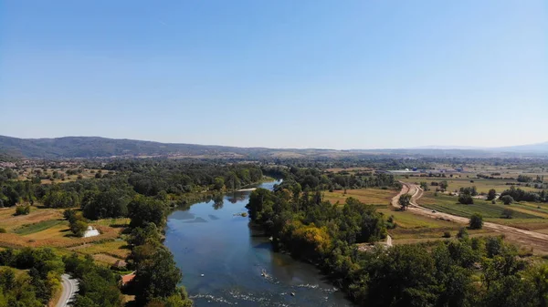 Τοπίο Τον Ποταμό Μοράβα Κρούσεβατς Σερβία — Φωτογραφία Αρχείου