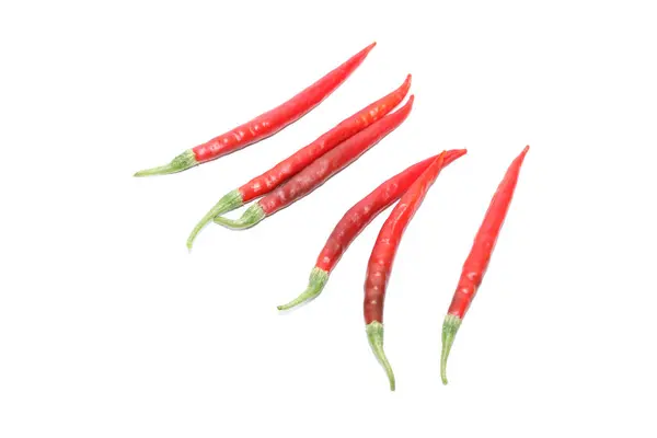 Chiles Rojos Picantes Aislados Blanco —  Fotos de Stock