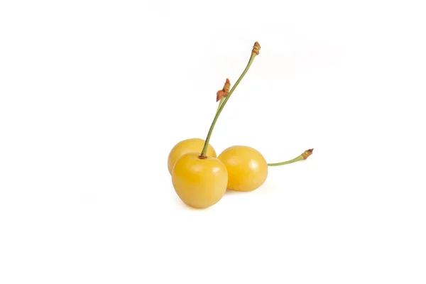 Yellow cherry berries on white background — Stok Foto