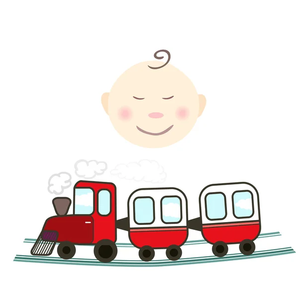 Bebek ile tren çizilmiş illüstrasyon vektör
