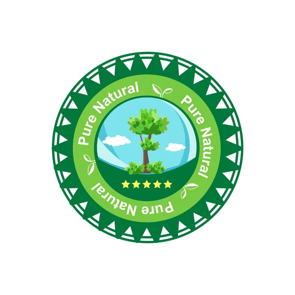 Yeşil etiket vektör yuvarlak. Saf doğal