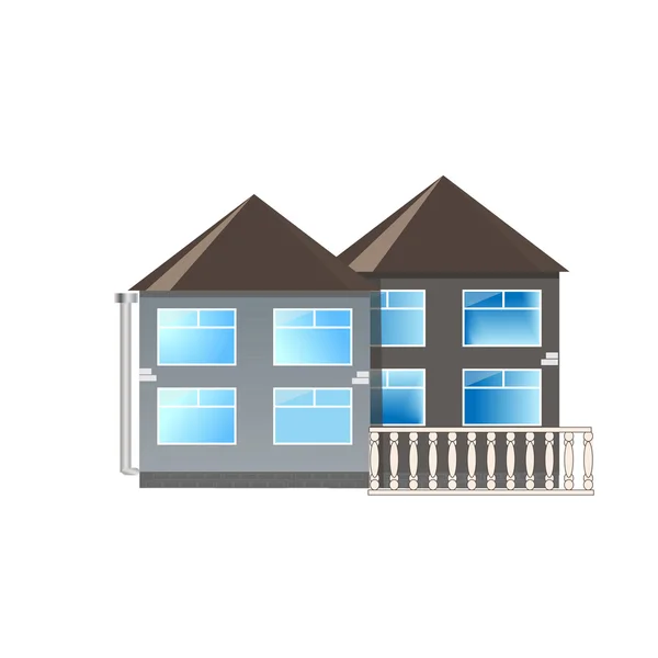 Kahverengi çatı vektör ile iki ev