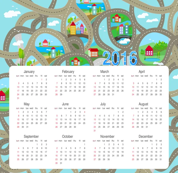 Calendário 2016 - ilustração. Calendário abstrato — Vetor de Stock