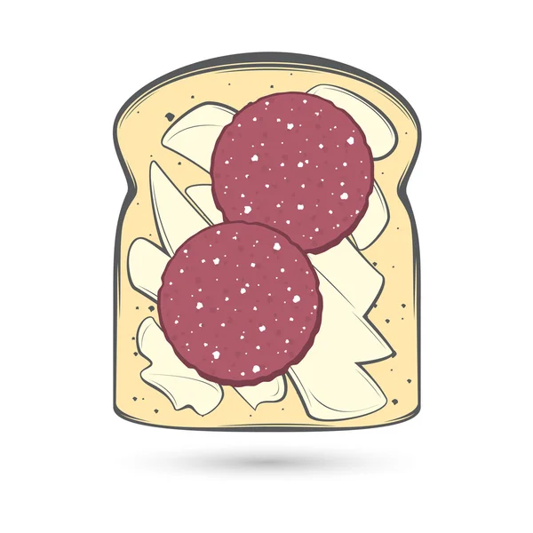 Toast au beurre et saucisse — Image vectorielle