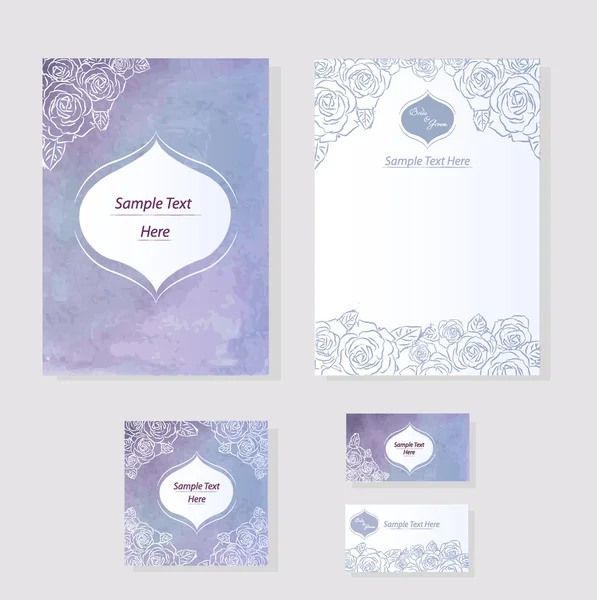 Design de impressão de casamento de textura aquarela — Vetor de Stock