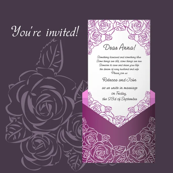 wedding invitation envelope purple color with roses