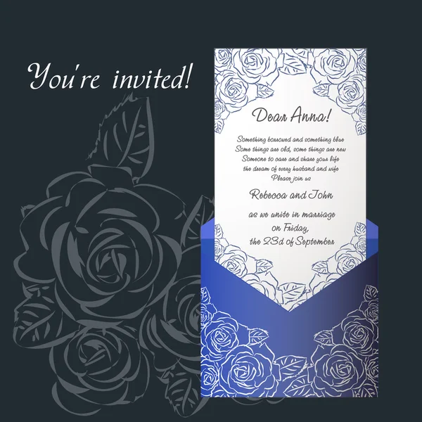 Wedding invitation envelope blue color with roses