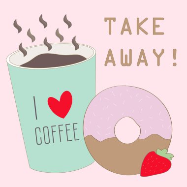 Kahve ve donut take away kafeterya için banner