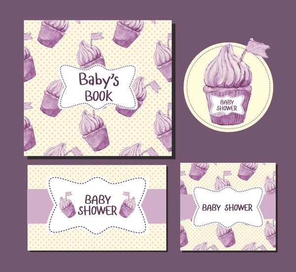 Suluboya cupcake bebek duş şablonu