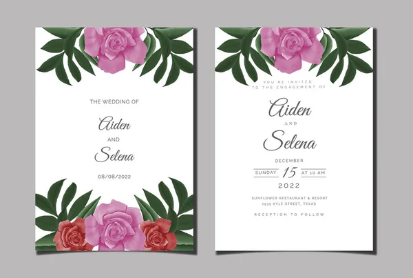 Hermosa Acuarela Digital Pintada Mano Femenina Premium Floral Hojas Wedding — Vector de stock