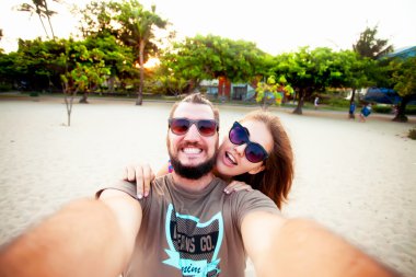 Genç şık hipster Çift