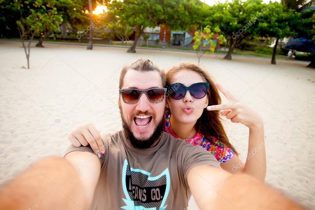 Young stylish hipster couple