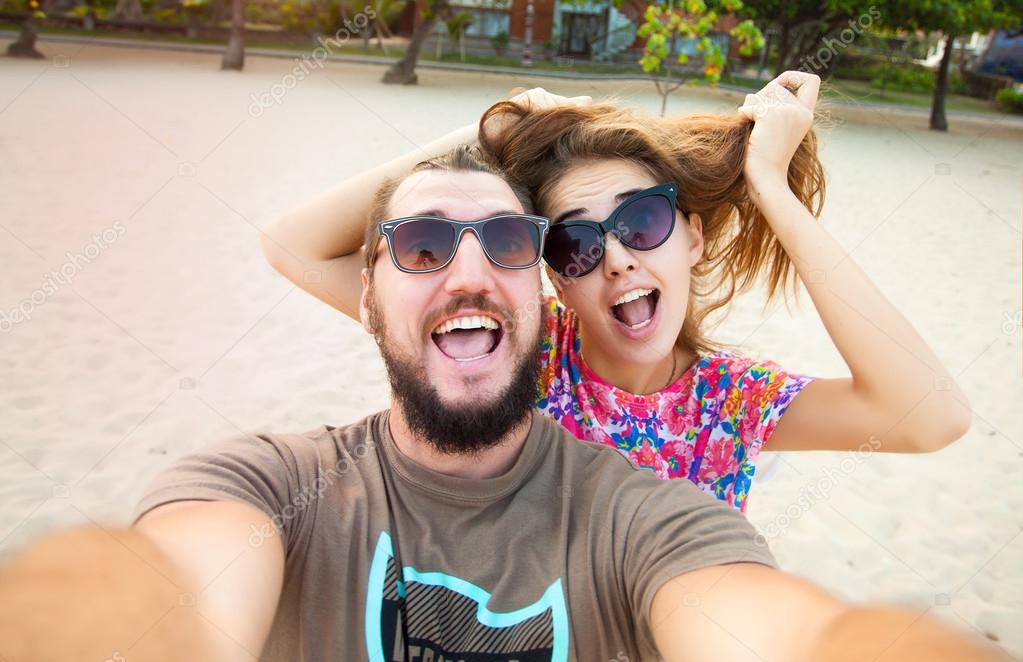 Young stylish hipster couple