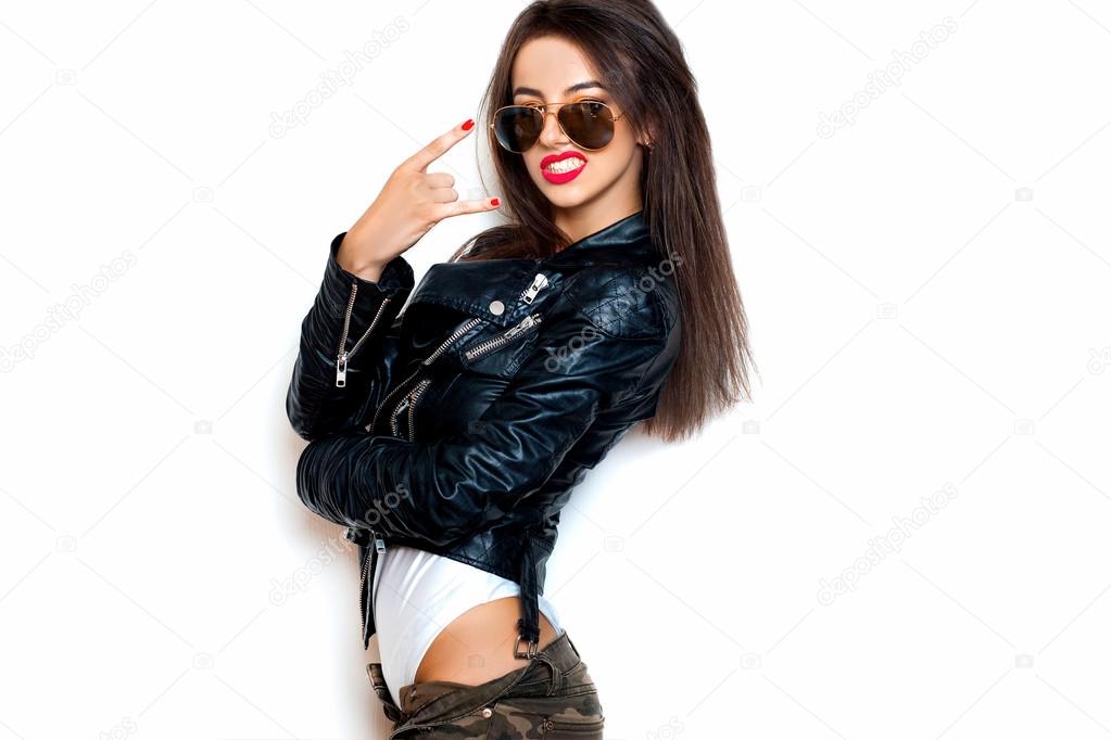 Sexy woman with Rock and Roll sign