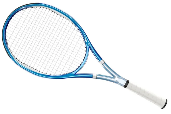 Alta Dettagliata Racchetta Tennis Blu Isolata Sfondo Bianco — Foto Stock