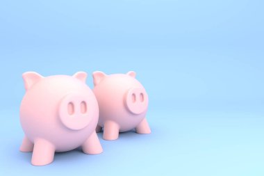 Pembe domuz kumbarası kasasının üç boyutlu çizimleri. Paranız için. Pembe arka planda finansal birikimlerinizi ve finansal güvenliğinizi temsil ediyor.