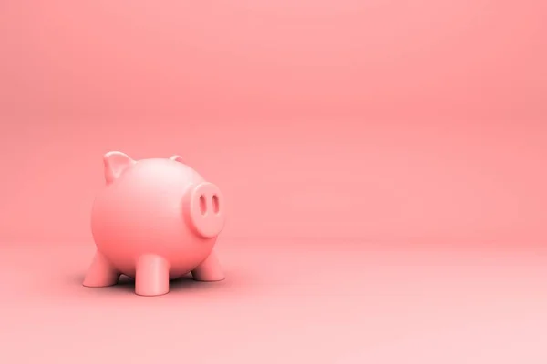 粉红储蓄罐的3D插图 代表粉红背景下的财政储蓄和财政担保 — 图库照片