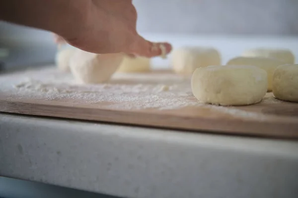 Käsekuchen Hause Aus Quark Zubereiten — Stockfoto