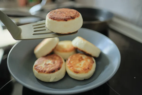 Cooking Cheesecakes Home Cottage Cheese — Stock Photo, Image