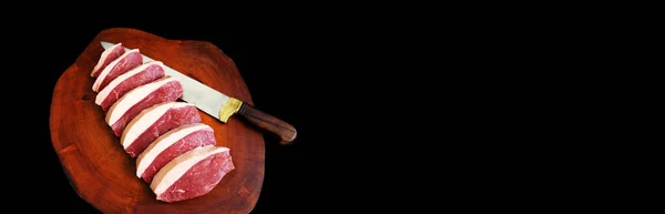 Picanha Raw Carne Brasiliana Tradizionale Sfondo Nero — Foto Stock