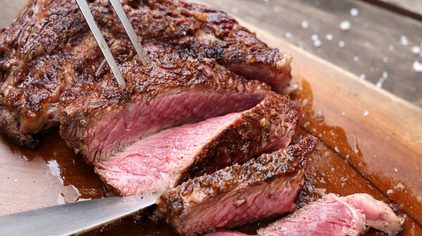 BBQ Steak ancho meat steak. Rare steak rib eye