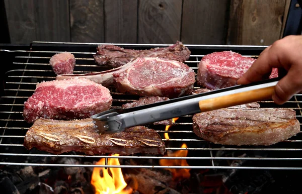 Varios Tipos Cortes Especiales Carne Para Una Barbacoa Brasileña — Foto de Stock