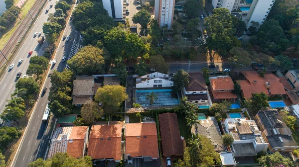 Letecký Pohled Hlavní Oblast Pinheiros Sao Paulo Brazílie Spoustou Stromů — Stock fotografie