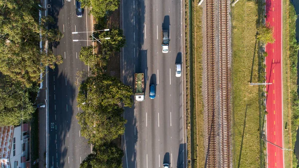 Widok Marginal Pinheiros Rzeki Pinheiros Nowoczesnych Budynków Sao Paulo Brazylia — Zdjęcie stockowe