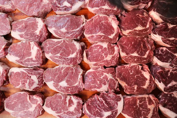 Veel Ancho Ribeye Biefstuk Een Houten Achtergrond Voor Een Braziliaanse — Stockfoto