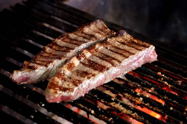 Bela Picanha Suculenta Fechar Com Marcas Grelha Cima Grelha Com — Fotografia de Stock