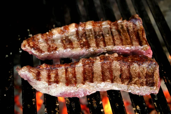 Bela Picanha Suculenta Fechar Com Marcas Grelha Cima Grelha Com — Fotografia de Stock