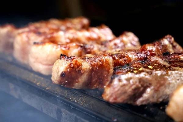 Bela Picanha Suculenta Fechar Com Marcas Grelha Cima Grelha Com — Fotografia de Stock