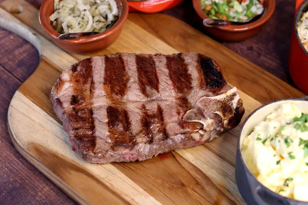 Korta Revben Eller Revben Premium Biff Grillad Argentinsk Parrilla Med — Stockfoto