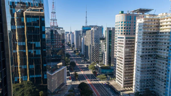 Veduta Aerea Paulista San Paolo Viale Principale Della Capitale Domenica — Foto Stock