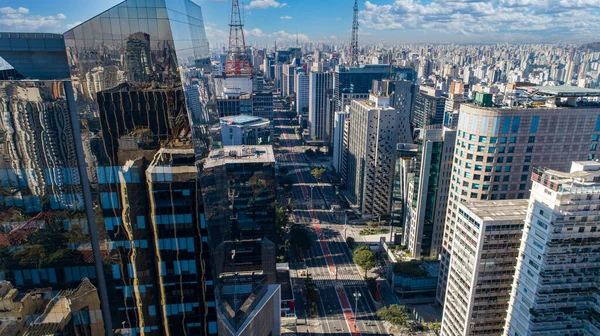 Αεροφωτογραφία Της Paulista Στο Σάο Πάολο Κεντρική Λεωφόρος Της Πρωτεύουσας — Φωτογραφία Αρχείου