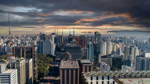 Vista Aérea Paulista São Paulo Avenida Principal Capital Domingo Dia — Fotografia de Stock