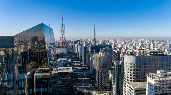 Veduta Aerea Paulista San Paolo Viale Principale Della Capitale Domenica — Foto Stock