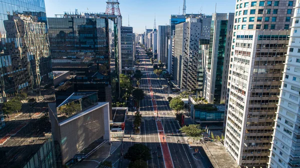 Veduta Aerea Paulista San Paolo Viale Principale Della Capitale Domenica — Foto Stock