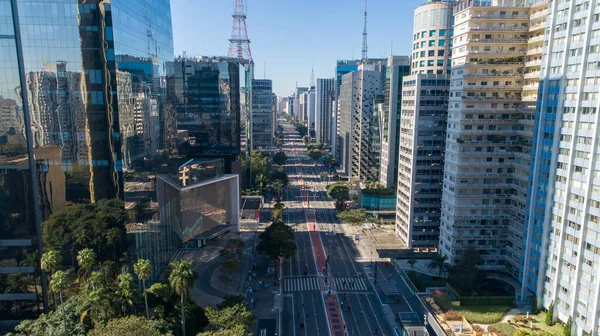 Veduta Aerea Paulista San Paolo Viale Principale Della Capitale Domenica — Foto Stock