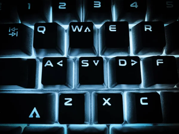 Different Backlight Keyboard Keys Awds Keys Game Backlight Keyboard — Stock Photo, Image